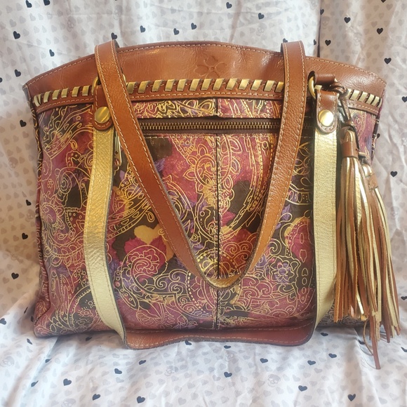 NWT Patricia Nash Genuine Leather Gold and Paisley Handbag Tote - Picture 5 of 9